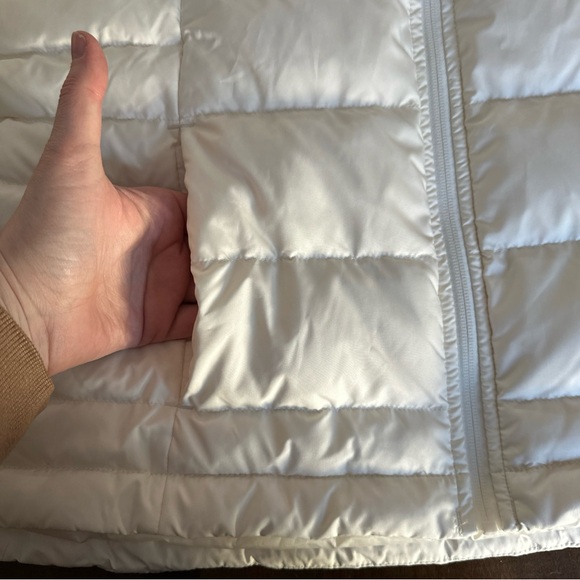 Lands End Womens M (10-12) Cream Puffer 80% Down Jacket Coat Zip Outdoor - Picture 2 of 7